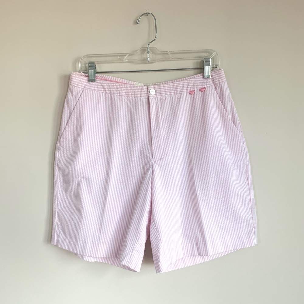 Vintage Fairway & Greene Pink & White Seersucker Ladies Golf Shorts